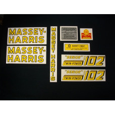 Massey Harris 102 Senior Twin Power Mylar Cut Decal Set
