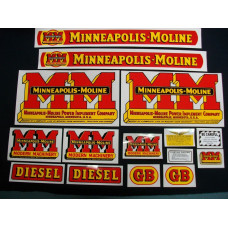 Minneapolis Moline GB diesel wide fenders Mylar Cut Decal Set (MM128)