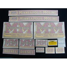 Minneapolis Moline GB diesel wide fenders Vinyl Cut Decal Set (VMM128)