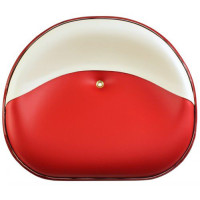 International Harvester M Red and White Vinyl Pan Seat with Grommet International Harvester M Red and White Vinyl Pan Seat with Grommet