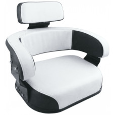 International Harvester 756 Black and White Vinyl Seat with Brackets and Assembled International Harvester 756 Black and White Vinyl Seat with Brackets and Assembled