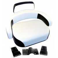 International Harvester 656 Black and White Vinyl Seat with Brackets and Unassembled