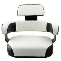 International Harvester 2826 Embossed Black and White Vinyl Seat with Brackets and Assembled