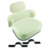 White | AGCO White 2-72 Tractor Embossed Cream Vinyl Cushion Set with Upper Back with Brackets and Unassembled