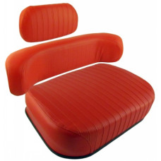 White | AGCO White 2-72 Tractor Embossed Red Vinyl Cushion Set with Upper Back White | AGCO White 2-72 Tractor Embossed Red Vinyl Cushion Set with Upper Back