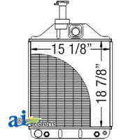 Massey Ferguson 265 Tractor Radiator with Oil Cooler, 4.796" Neck (DSL SN  less than 9A282759)