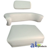 Allis Chalmers | Agco Allis D21 Tractor Bottom Cushion, Steel Base, White Vinyl (SUPER DELUXE)