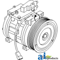 John Deere SE6120 Tractor Compressor, New, Denso Style with Clutch (Euro Edition)