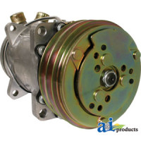 Case-IH KM Series IV Compressor, New, Sanden Style with Clutch (1 inch tube O-ring without access or service) (ORing Style with