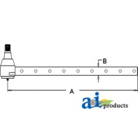 John Deere 4755 Tractor Tie Rod, Extra Long (has 9 cross holes) (with EXTRA WIDE Front AXLE.)
