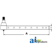 John Deere 4755 Tractor Tie Rod, Long Outer (8 Cross Holes) (with REG. WIDE Front AXLE)