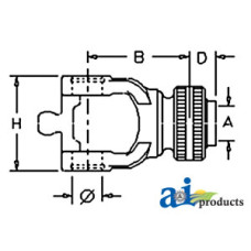 Image of New Idea 3743 Manure Spreader Yoke, 1 3/8"- 6 Spline W/ Ball Collar