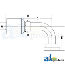 Image of HW Series Male, Rigid, 90 Elbow Code 62 (HW-C62) Code 62 Flange Head - 90° Elbow