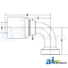 Image of HW Series Male, Rigid, 90 Elbow Caterpillar (HW-CAT) Caterpillar® Flange Head - 90° Elbow