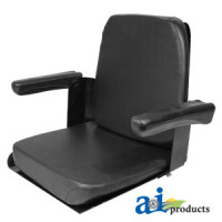 Case | Case-IH 480B Industrial/Construction Complete Seat, with Flip-Up Arms, Black Vinyl