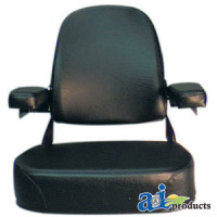 Massey Ferguson 1085 Tractor Complete Seat, with Flip-Up Arms, Steel, Black Vinyl