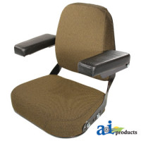 John Deere 8450 Tractor Complete Seat Assembly, Steel, Flip-Up Arms, BRN FABRIC