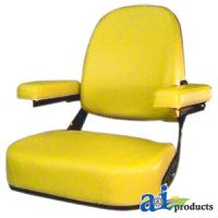 John Deere 7520 Tractor Complete Seat Assembly, Steel, Flip-Up Arms, YLW Vinyl