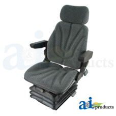 Image of McCormick TTX210 Tractor Seat, F10 Series, Air Suspension / Armrest / Headrest / Gray Cloth