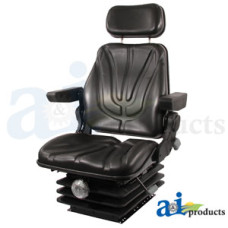 Image of McCormick TTX210 Tractor Seat, F10 Series, Mechanical Suspension / Armrest / Headrest / Black Vinyl