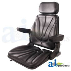 Image of McCormick TTX210 Tractor Seat, F10 Series, Slide Track / Armrest / Headrest / Black Vinyl