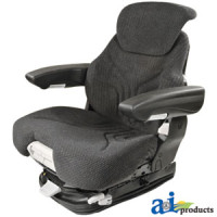 McCormick CX90 Tractor Grammer Seat Assembly, Charcoal Matrix Cloth, Black Vinyl Armrests