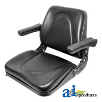 Massey Ferguson SEVERAL Tractor Seat, Universal with Slide Track and Flip-Up Armrests, Black Vinyl