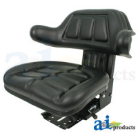 Case | Case-IH SEVERAL Tractor Seat with Wrap Around Back w/Arms, Black Vinyl, 265 lb / 120 kg Weight Limit