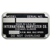 International Harvester Early Style Serial Number Tag (1939-1949) (IHS289A) International Harvester Early Style Serial Number Tag (1939-1949) (IHS289A)