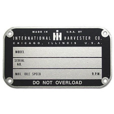 International Later Style Serial Number Tag (1950 And Up) (IHS289B) International Later Style Serial Number Tag (1950 And Up) (IHS289B)