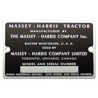 Massey Harris Serial Number Tag With Rivets (MHS060) Massey Harris Serial Number Tag With Rivets (MHS060)
